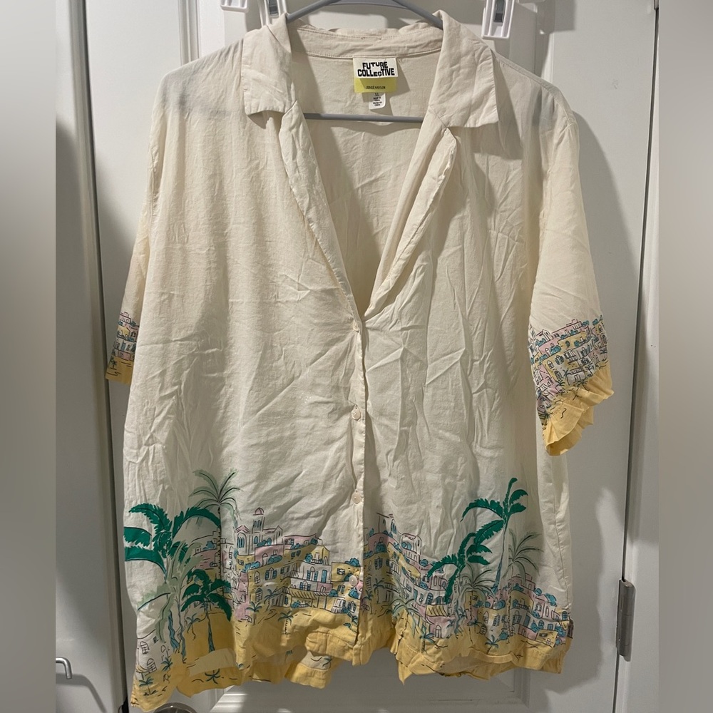 Future Collective Cream Shirt with Tropical Design